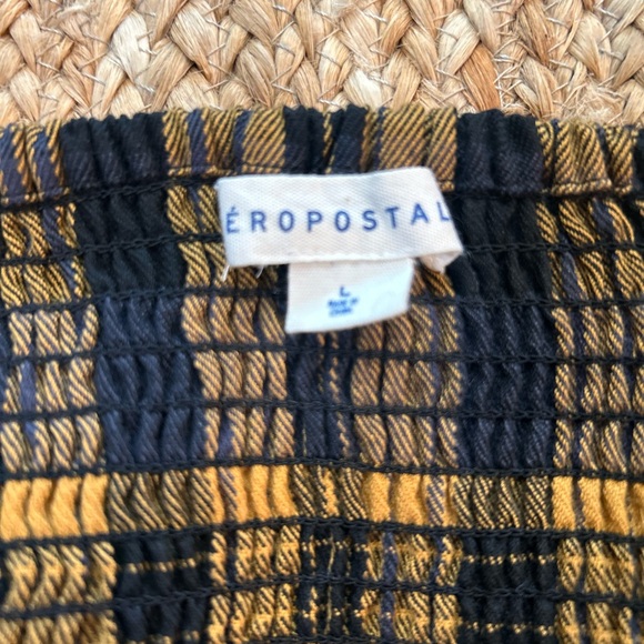 Aeropostale Plaid Cropped Tank, Gold and Black, Size L - Picture 9 of 10